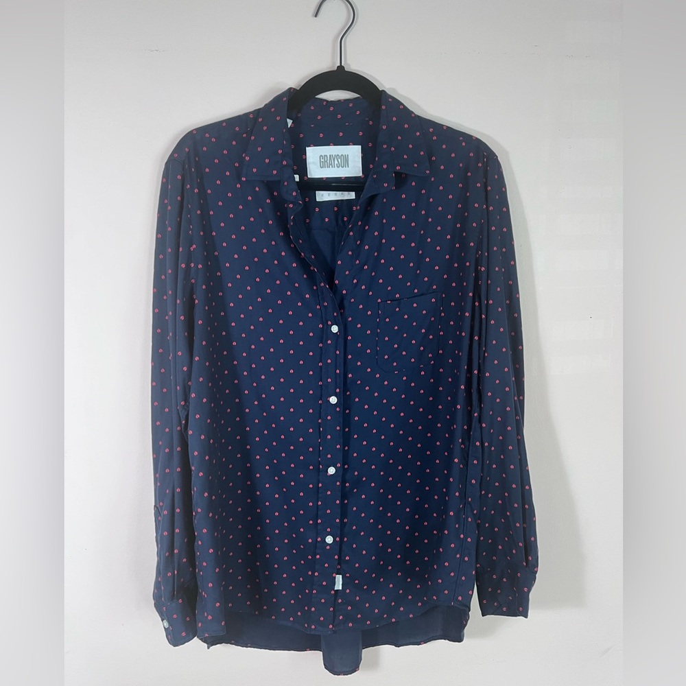 Grayson The Hero Long Sleeve Blue Ladybug Polka Dot Shirt